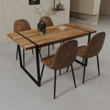 59" MDF natural wood table and modern chair set of 4 pieces, medieval wooden kitchen 48600854