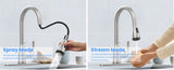 Kitchen Faucet with Pull Down Sprayer and 4 Spraying Modes Brushed Nickel Commercial 1 or 3 Hole T3177P289664