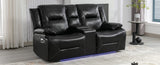 3 Seater Home Theater Recliner Manual Recliner Chair with a LED Light Strip Two Built-in Cup Holders WF323623AAB