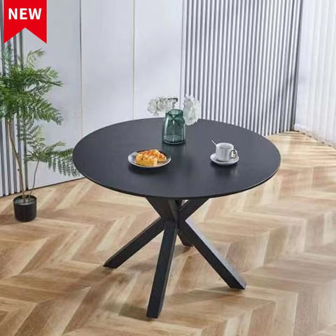 ZUN 42.1"BLACK Table Mid-century Dining Table for 4-6 people With Round Mdf Table Top, Pedestal Dining W234P143405