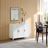 ZUN Sideboard Buffet cabinet with 3 doors and removable shelves, for living room, dining room, ivory W1705P179819