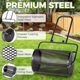 24 inch Compost Spreader for Lawn, Garden Peat Moss Roller with Double Side Latches, Powder Coated 66375361