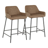 Daniella Industrial Counter Stool in Black Metal and Espresso Faux Leather by LumiSource - Set of 2 B202P221715