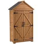 ZUN 39.56"L x 22.04"W x 68.89"H Outdoor Storage Cabinet Garden Wood Tool Shed Outside Wooden Closet with 38532261