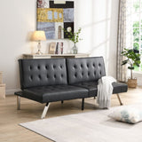 WOOD FRAME, STAINLESS LEG, FUTON, SOFA BED BLACK PVC W2297P247530