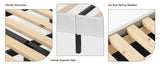 Twin Size Platform Bed Frame with Fabric Headboard and Wooden Slats Support, Fully W2889P272594