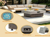 34Inch Square Propane Fire Pit Table, Modern 2in1 Outdoor Fire Pit Table with 3Position W853P553911