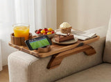 Couch Armrest Tray 3 in 1 Sofa Arm Tray Table with Swivel Cup Holder Phone Stand, Acacia 66183504