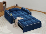 Corduroy Pull-Out Sleeper Chair With Pillow, Brushed Stainless Steel Cup Holder, Phone Stand & Usb 76582109