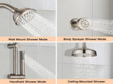 4-Spray Patterns Combo Rain Showerhead, with Body Jet Handshower in Brushed Nickel W1219P506571