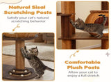 59.5" Rattan Woven Cat Tree with Cat Condo & Top Perch Multi-Level Cat Tower 56022291