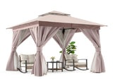 8'x8' Patio Gazebo Outdoor Heavy Duty Party Tent Shelter With Double Roofs, Mosquito Nettings And 76721930