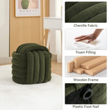 060-Chenille Fabric Modern Knot Design Ottoman Makeup Stool Footstool, Comfortable and Stylish Seat W527P239020