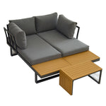 ZUN Aluminum Patio Furniture Set, Outdoor L-Shaped Sectional Sofa with Plastic Wood Side Table and Soft 68920924