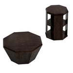 ZUN 31.5 "Octagonal Black Walnut Rubber wood Set of Two Coffee Table, Coffee Table, Living Room W757P203140