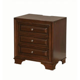 Brown Cherry Solid wood 1pc Nightstand Nickel Round Knob Transitional Style 3-Drawers Nightstand w B01149585