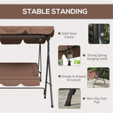 3-Seat Outdoor Patio Swing Chair-Brown 69665879