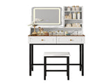 Makeup Vanity with LED Lighted Mirror, 360&deg Rotatable Mirror, Vanity Desk with 2 Drawers,Power 49216416