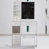 29.2" Small Space Left Drawer Desktop Vanity Table Cushioned Stool, Extra Large Right sliding W3258P299609