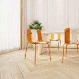 Summer - 4-Pack Modern Striped Color Block Chairs Indoor/Outdoor PP Plastic Seat & Sturdy Metal W3450P322866