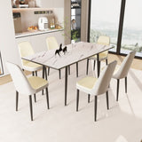 47"-63" expandable dining table set for 2-6 people, equipped with PU fabric thick cushioned dining 34750395