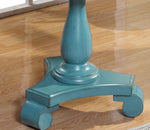 ZUN Rene Round Wood Pedestal Side Table, Teal T2574P164764