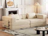 72.4 inch convertible sofa bed, corduroy fabric sofa with two side storage pockets and two cushions, W3505P355570