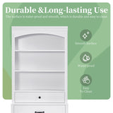 White Bathroom Storage Cabinet with Two Doors, Drawers, Adjustable Shelf & Three Open Shelves N725P252486K