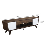 Dark Walnut and Glossy White 2-door TV Console B062P145536