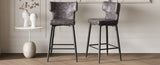 28inch Counter Height Bar Stools Set of 2, Modern Bar Upholstered Chairs with PU Leather, Metal N762P199304B