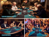 70"35" 10-Player XL Poker Table Mat, Non-Slip Rubber Base Spill-Proof Multi-Spandex Table Top with 18695433