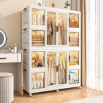 ZUN Portable Wardrobe Closet Storage Organizer for Clothes,Clothes Dresser,12 Magnetic Doors-12 Cubes & W2699P184784