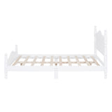 Full Size Wood Platform Bed Frame,Retro Style Platform Bed with Wooden Slat Support,White WF310129AAK