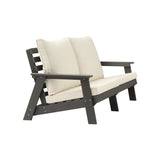HIPS Loveseat with Cushion, Wood Grain Outdoor Garden Sofa, Sofa Set for Porch, Poolside, Terrace, W1209114909