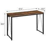 ZUN Weathered Oak and Black 47.5" Writing Desk with Metal Sled Base B062P184523