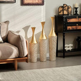 Floor metal vase modern style home woven pattern metal vase 3-piece set gorgeous home W2796P255611