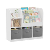 ZUN Kids Bookcase and Bookshelf, Multifunctional Bookcase with 3 Collapsible Fabric Drawers, Bookcase W808127602