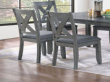 Gray Finish Dining Table 6x Chairs 7pcs Dining Set Cushion Seat Nailhead X-Cross Back Chairs Dining B011P348932