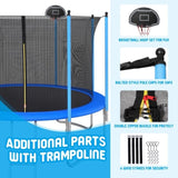 ZUN 10 FT TRAMPOLINE INSIDE SAFETY NET WITH BASKETBALL HOOP W758P266051