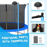 ZUN 10 FT TRAMPOLINE OUTSIDE SAFETY NET WITH BASKETBALL HOOP W758P266946