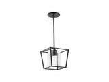Farmhouse Black Pendant Light, 1-Light Iron Cage Metal Pendant with Clear Glass Shade, Hallway, 28832918