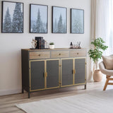 48" Wide 4 Doors Modern Sideboard with 3 Top Drawers, Freestanding Sideboard Storage Cabinet W75741394