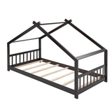 Twin Size House Bed Wood Bed, Espresso N708P182785P