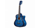 Blue 38-inch Acoustic Guitar with Picks, Strings, Capo, Case, Tuner, and Strap 24629343