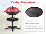 Red 1200W Electric BBQ Grill with Double-Zone Cooking, 2-in-1 Freestanding & Countertop Grill for 63293841