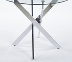 ZUN Dining Table with cross metal leg and tempered glass,Modern Space Saving Kitchen Table for Living 36989870