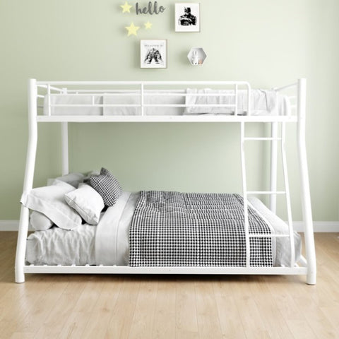 ZUN Metal Bunk Bed Twin Over Full Size with Removable Stairs, Heavy Duty Sturdy Frame with 12" Under-Bed W1935P174849