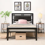 ZUN Twin Size metal bed Sturdy System Metal Bed Frame ,Modern style and comfort to any bedroom ,black W311109646