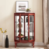 2 Doors Curio Cabinet with Tempered Glass Doors, Curio Cabinets with Mirrored Back Panel and W2275P177196