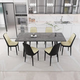 55.12-70.87" expandable rectangular dining table that can accommodate 4-6 people, equipped with 6 PU 09405971